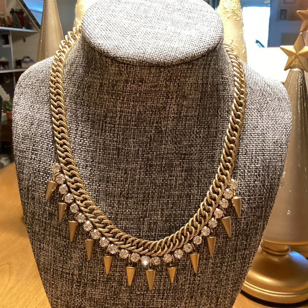 Adorable Brand Matte Goldtone Finish Heavy Link and CZ Necklace